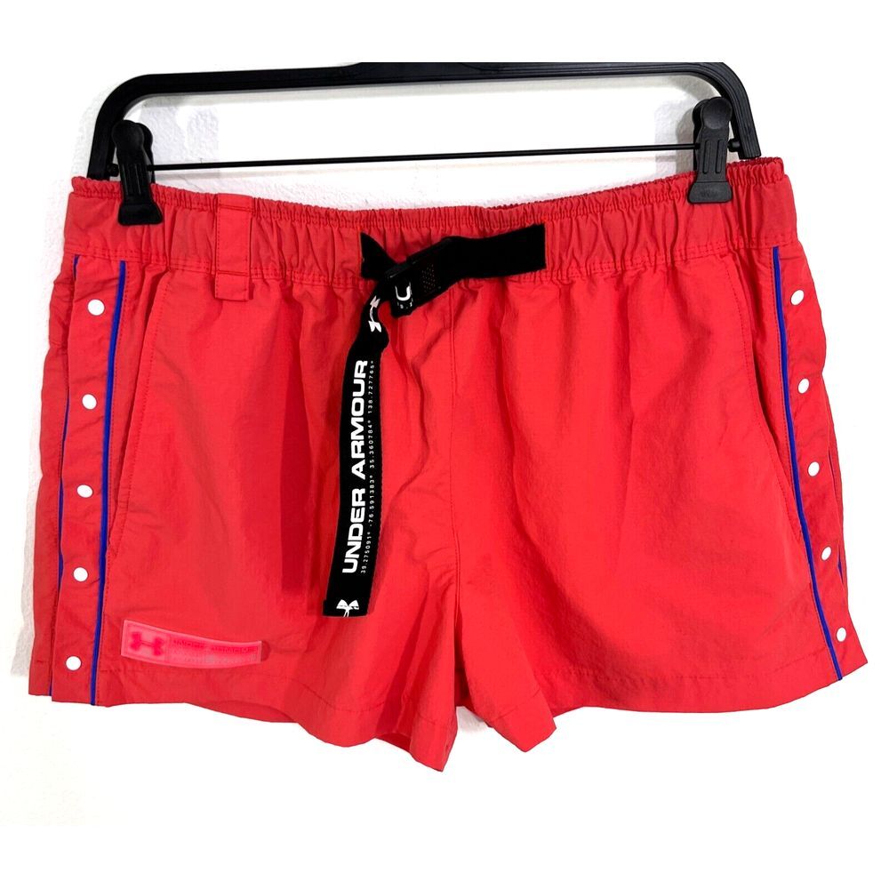 Under Armour‎ Womens Summit Woven Loose Shorts Size Large Style Coral Side Snap